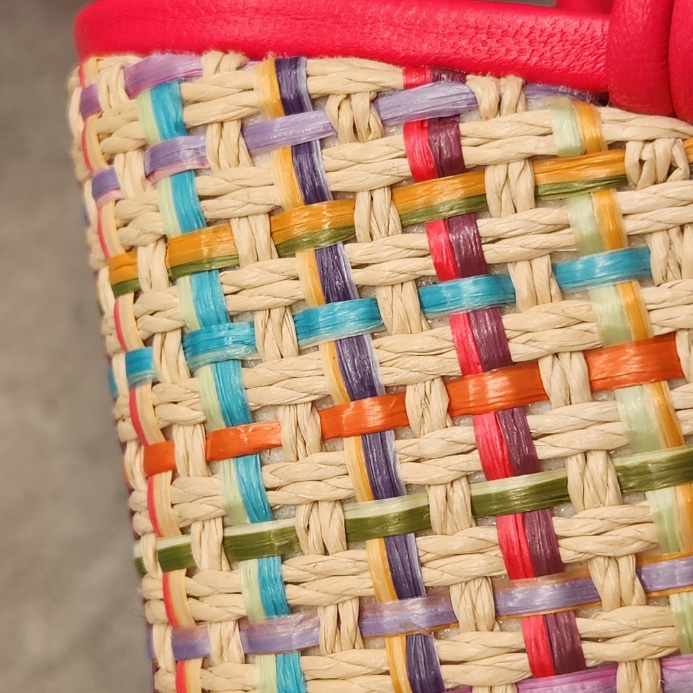 Cecelia Wedge Sandals 6.5 Pink Lilly Chunky Flower Leather Woven Strappy New$180 - Picture 10 of 13